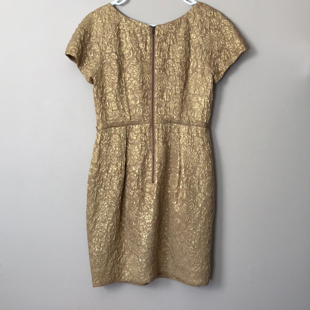 J.Crew Gold Brocade Dress with Pockets - Sz 6 - Picture 2 of 5